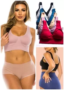 Women's 6 Pack Seamless Wireless Bra Sports Bras Comfortable Yoga Gym Workout 19 - Picture 1 of 6