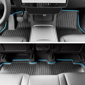 BIG RED Floor Mats for Tesla Model Y : 2021 2022 2023 2024 Custom Fit, 100% TPE - Picture 1 of 51
