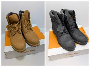 Timberland Men's 6 Inch Premium Waterproof Boots Wheat Nubuck Black, Choose Size - Picture 1 of 11