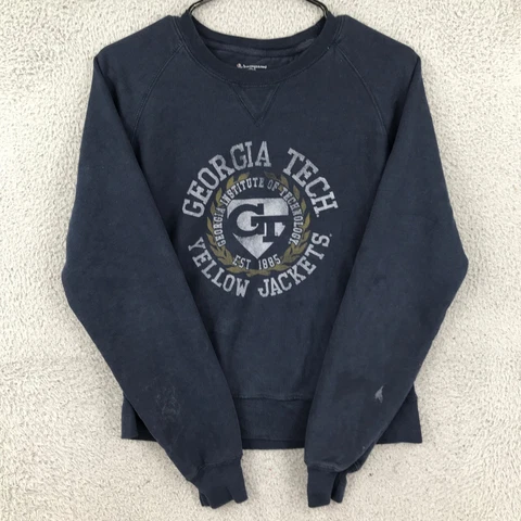 Champion Sweater Womens Small Blue Georgia Tech Yellow Jacket 12408 Cover