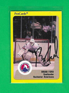 BRIAN FORD 1989-90 PROCARDS AHL ROCHESTER AMERICANS AUTOGRAPH CARD