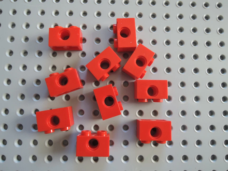 Lego 10 x Technic Stein Lochstein Lochbalken 1 Loch 3700   1x2  rot - Bild 1 von 1