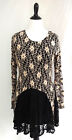Areve Dress Womens Size Xl 12 14 Black Beige Floral Stretch Lace Skater Party