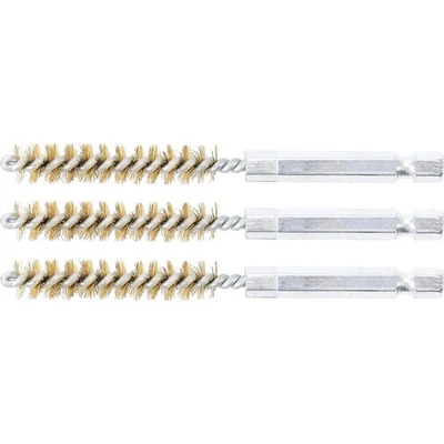 Messingbürste 9 mm mit 1/4" Bitantrieb zum Reinigen und Entgraten 3- teilig - Bild 1 von 2