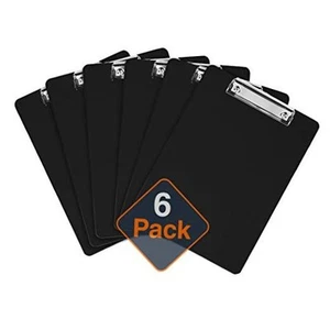 Plastic Clipboards (Set of) Multi Pack Clipboard (Black) Strong 12.5 x 9 Inch 6 - Picture 1 of 7