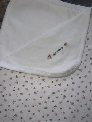 老式 2000 BABY GAP 婴儿毯星星粉色和白色棉质二手状况完好 — 第 1/4 张图片