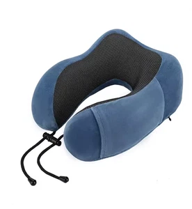 Cuscino Da Viaggio Azzurro Morbido Antistress Aereo Supporto Per Collo Cervicale - Foto 1 di 11