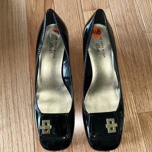 Anne Klein Flex Damen 9,5 M Maenrikatj schwarz Lackleder Obermaterial Keilschnalle - Bild 1 von 10