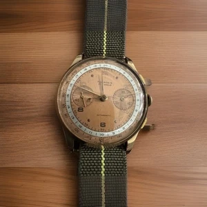 CHRONOGRAPHE SUISSE 18K ROSE GOLD SWISS MECHANICAL . Large 38mm .Landeron Movmt - Picture 1 of 22