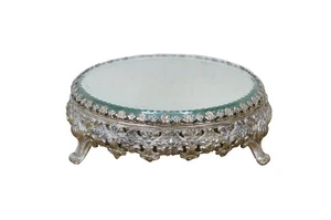 Antik Viktorianisch Jugendstil Versilbert Tisch Spiegel Plateau Bar Waschtisch Tablett 9 - Bild 1 von 14