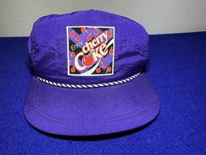 "Enjoy Cherry Coke" Drawstring Hat Purple 1990s Vintage OSFA - Picture 1 of 7