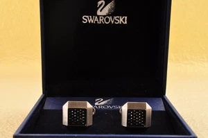 Manschettenknöpfe und Krawattenklammer "SWAROVSKI", Farbe silber und schwarz ... - Bild 1 von 18