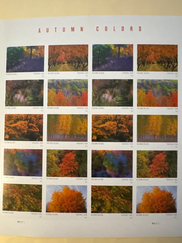 AUTUMN COLORS 2024 US 5929-5958 BEAUTIFUL FALL SCENES FOREVER STAMPS PLATE BLOCK - Image 1 of 1