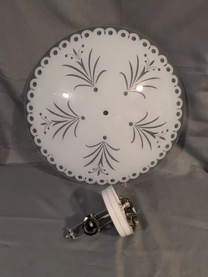Feather Fan Ceiling Fixture Light FixtureGrey & White 17.5" Mid Century Vintage  - Image 1 of 4
