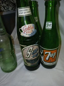 Vintage grünes Glas 7UP 7 flüssige Unzen & Sundrop 9oz - Bild 1 von 8
