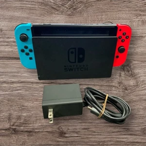 Nintendo Switch HAC-001 (-01) Red & Blue Neon Joy Cons w/ Dock and Power Cable * - Picture 1 of 6