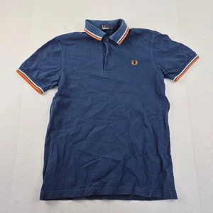 FRED PERRY Polo Pequeño Azul Para Hombre 100% Algodón Doble Punta Cuello - Imagen 1 de 7