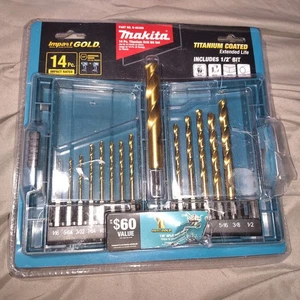 Makita B-65399 Impact Gold 14 pezzi Set di punte per trapano in titanio, 1/4 di pollice Fusto esagonale - Foto 1 di 7