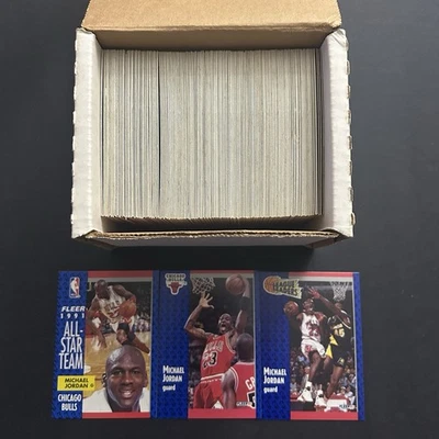 Полный комплект баскетбольных карточек 1991-92 Fleer 1-240 с тремя МАЙКЛА ДЖОРДАНА - Изображение 1 из 3