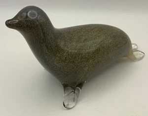 Wedgewood Glass Seal Figurine, Decorative Ornament Grey 6” Sea Life Glass - Picture 1 of 9