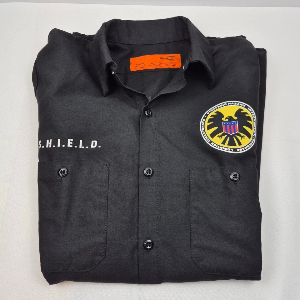 Marvel S.H.I.E.L.D. Camisa Agente S Negra Abotonada Disfraz Cosplay Vengadores MCU Foto 1 de 4