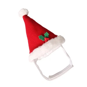 Christmas Plush Ball Hat Pet Headdress Party Adorable for Small Dog Cat (Red) - Picture 1 of 11