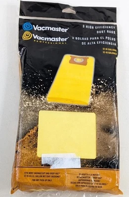 Bolsas para aspiradora Vacmaster 12-16 galones - Paquete de 3 filtraciones de polvo fino Foto 1 de 2
