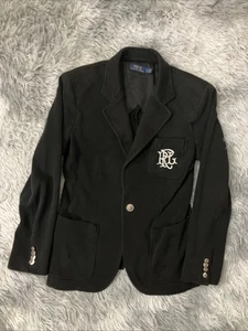 Polo Ralph Lauren Jacket Women’s 6 Black White Logo Knit One Button Blazer Coat - Picture 1 of 12