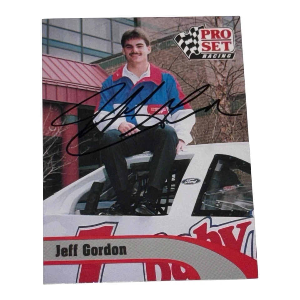 Jeff Gordon VINTAGE autographed card BABY RUTH FORD #11992 PRO SET RACING #128 - Image 1 of 1