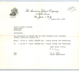 Membrete American Tobacco Company Nueva York 1950 8,5" x 11" - Imagen 1 de 2