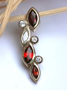 SCHMUCK-STCK NEU SILBER TOPAS GRANAT FACETTEN ANHÄNGER NEU GLEITER - Picture 1 of 1