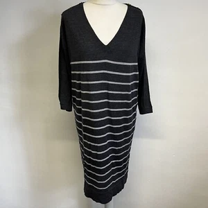 Vestido tipo jersey de lana Jaeger talla mediana gris patrón de rayas 100 % lana - Imagen 1 de 10