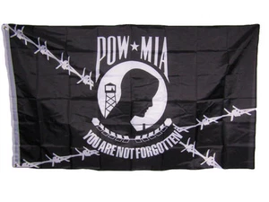 2X3 POWMIA POW MIA Prisoner of War Never Forgotten Barb Barbed Wire Flag 100D - Picture 1 of 4