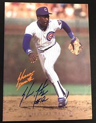 Página de revista autografiada firmada por Shawon Dunston Chicago Cubs foto color Foto 1 de 2