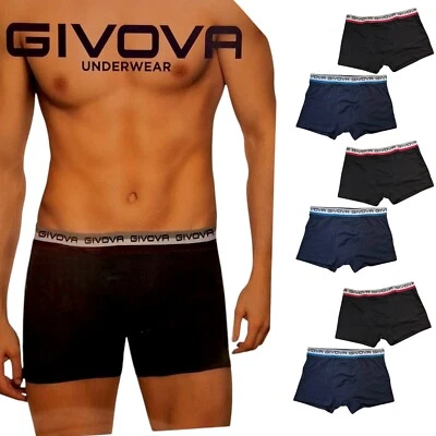 6 Boxer uomo GIVOVA cotone bielastico elasticizzato mutanda slip colori blu nero - Image 1 of 4