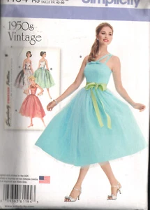 VESTIDO DE NOCHE FALDA CIRCULAR ESTILO AÑOS 50 patrón de costura simplicity 1194 14-22 - Imagen 1 de 2