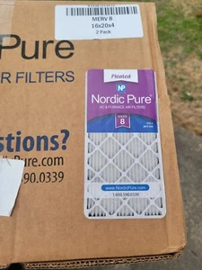 Nordic Pure 16x25x4 (3 5/8) Pleated MERV 8 Air Filters 2 Pack - Picture 1 of 1