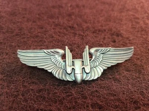 Rare WWII Sterling Silver U.S. Military 3" Aerial Gunner Bomber Wings Lapel Pin - Picture 1 of 4