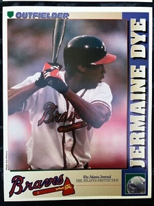 Jermaine Dye Atlanta Braves Poster Card 1996 Rare AJC Limited Ed 8.5x11 - Picture 1 of 6