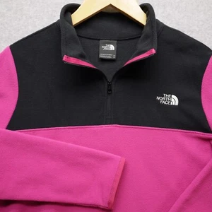 The North Face 1/4 Zip Womens Pullover Sz Medium Pink Black Lightweight Fleece - Picture 1 of 9