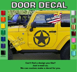 Door Vinyl Decal Graphics Fits Jeep Wrangler D-13 (Distress Star) - Picture 1 of 3