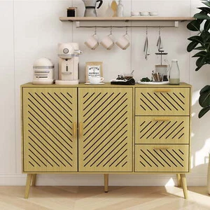 Wood Storage Cabinet Kitchen Buffet Sideboard with 3 Drawers and 2 Doors - Picture 1 of 6