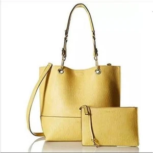 Calvin Klein Large Lemon Yellow Leather “Sonoma” Tote Bag, Silver Hardware, NWT! - Picture 1 of 10