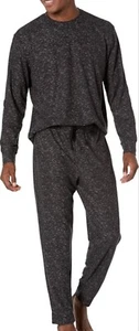 Neu mit Etikett $ 98 - Herren (M) Nautica Waffelstrick PJ Set - LS Crew/Jogginghose - anthrazit meliert  - Bild 1 von 4