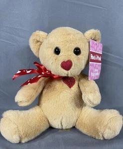Dan Dee Teddybär Plüschtier 7"" rosa rot Herzschleife - Bild 1 von 9