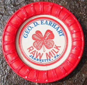 Geo D. Earhart Dairy Farm Jeannette Pa. Milk Bottle *LID ONLY* - Picture 1 of 4