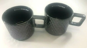 Starbucks 2019 Shiny Mirrored Black Edition Square Handle Mug 12 OZ LOT OF 2 - Picture 1 of 4