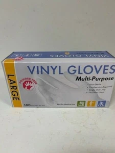 100 Count Vinyl disposable gloves, size Large - Picture 1 of 5