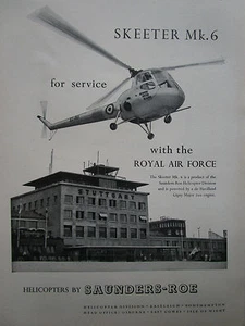 9/1955 PUB SAUNDERS ROE SKEETER MK.6 RAF HELIKOPTER STUTTGART AIRPORT AD - Bild 1 von 1