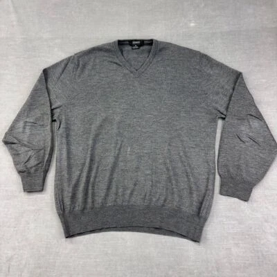 Suéter Giorgiolini Para Hombre XL Gris Lana Merino Extrafina Cuello en V Hecho en Italia Foto 1 de 4